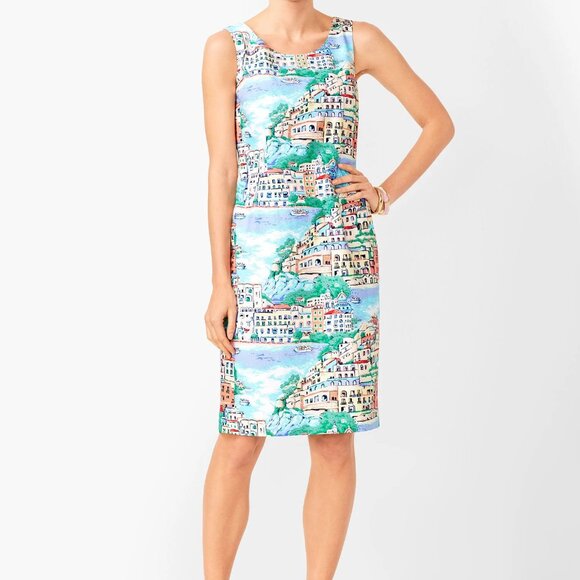 Dresses & Skirts - Talbots Sleeveless Shift Dress 10P Scenic‎ Village Italy City Lined Prep Cruise